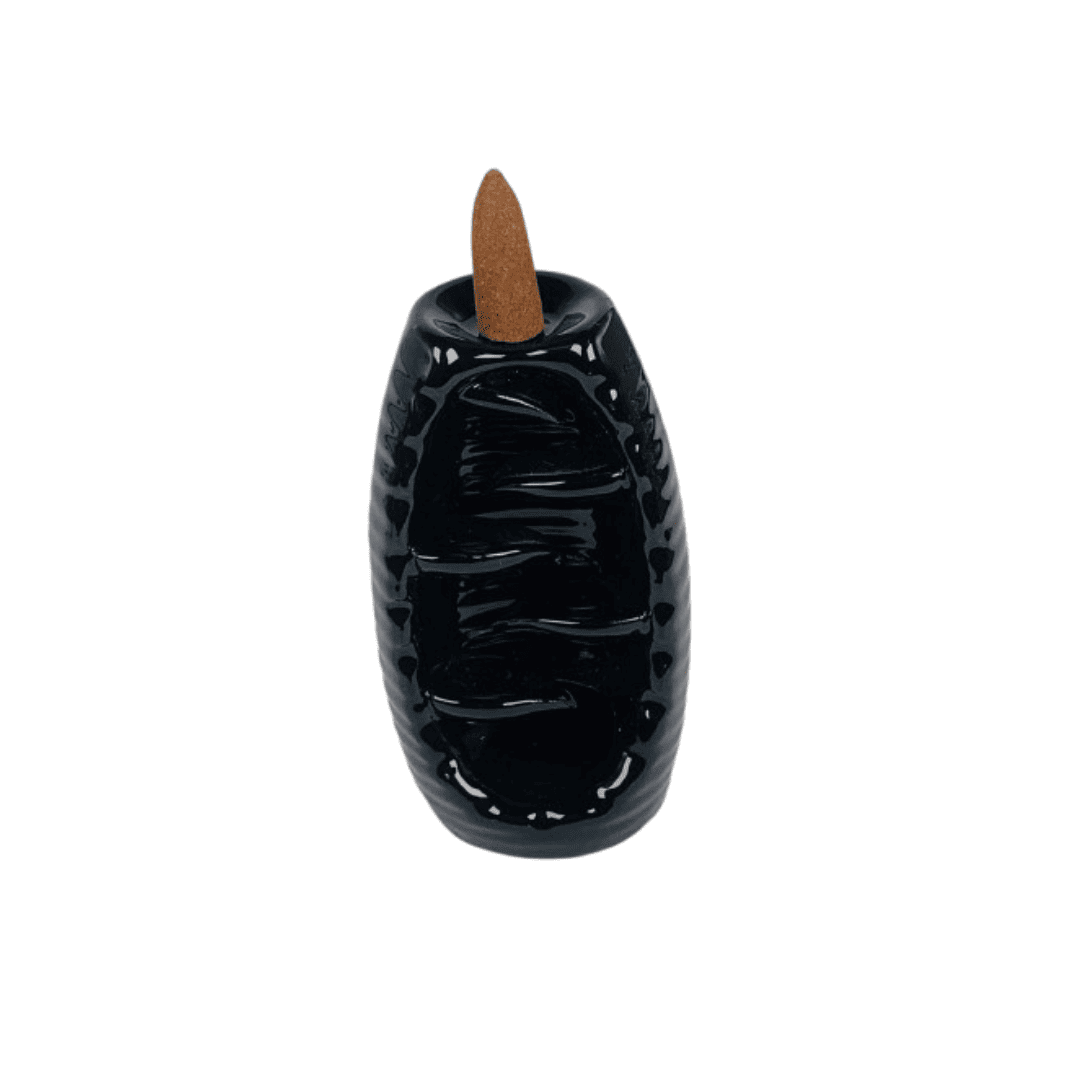 Black Leaf Design Backflow Cone Incense Holder